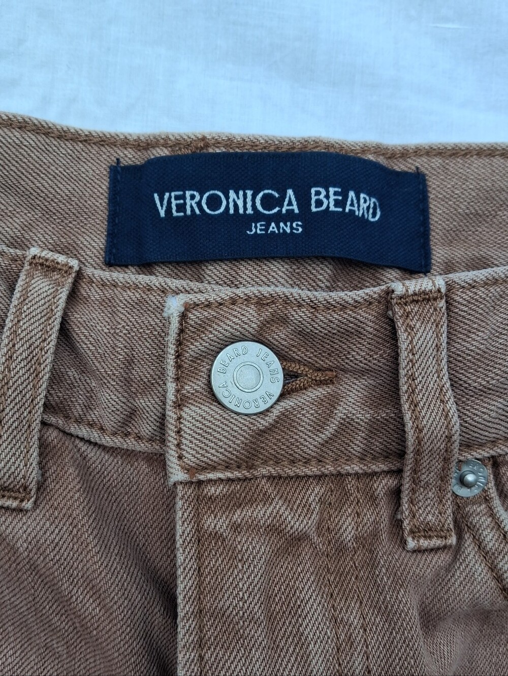 Veronica Beard Taylor Jeans Womens 26 Relaxed Wide Leg High Rise Tan Sierra - Picture 3 of 7
